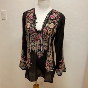 Johnny Was Embroidered Tunic Black Small